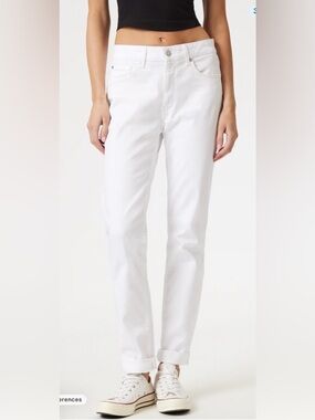 Mavi Kathleen Mid-Rise Slim Boyfriend White Denim Jeans